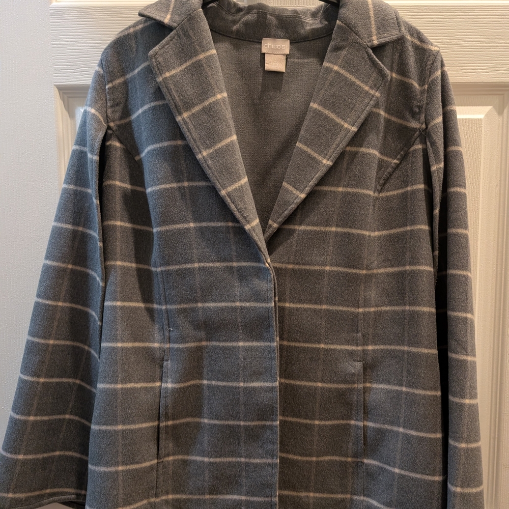 Chico's Gray Checkered Blazer